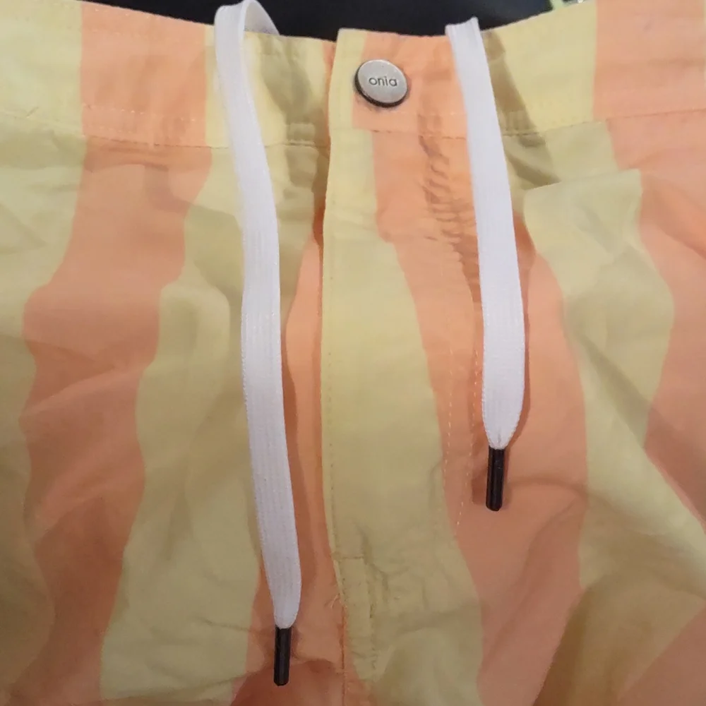 Onia Men's Swim Trunks - Peach and Pale Yellow Stripes